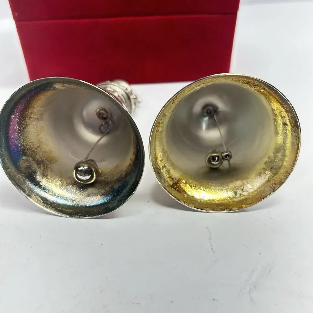 2 Vintage Silverplated Christmas Bells 2000 Dove & 2002 Santa Father Christmas